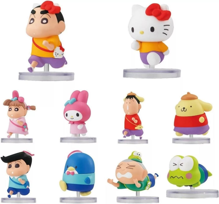 Narabundesu Crayon Shin Chan x Sanrio Characters Complete Set Figure Capsule Toy