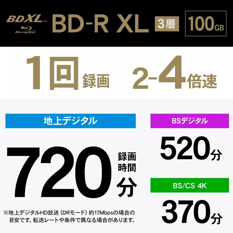 Victor M-DISC Blu-ray BD-R XL de larga duración 100 GB 10 discos imprimibles OFICIAL DE JAPÓN