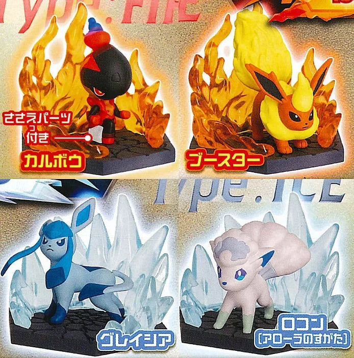 Pokemon Diorama Collect Fire & Ice Complete Set Figure Capsule toy JAPAN