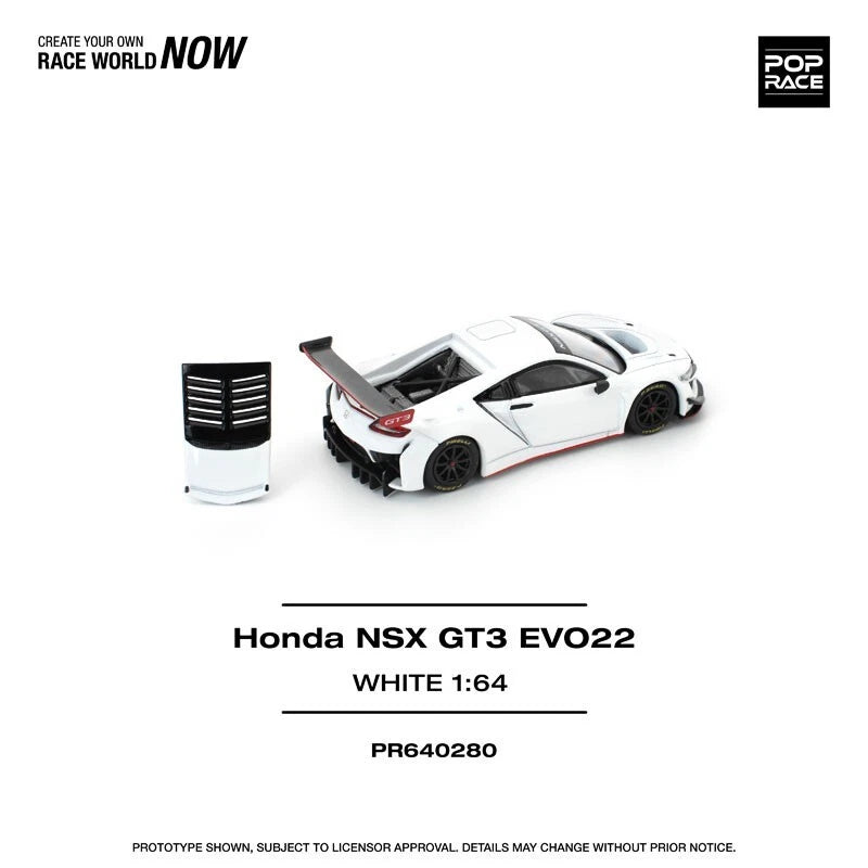 Honda NSX GT3 EVO22 White 1/64 Miniature Car JAPAN OFFICIAL