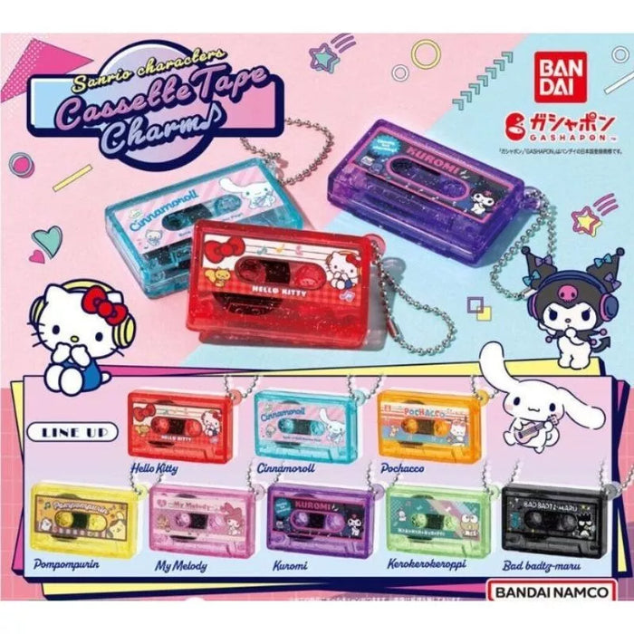 BANDAI Sanrio Characters Cassette Tape Charm Set of 8 Capsule Toy JAPAN OFFICIAL