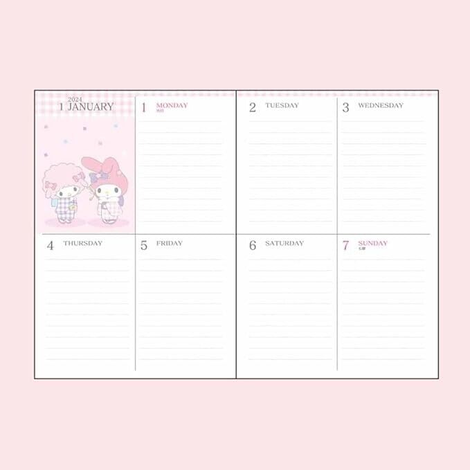 Sanrio My Melody B6 Journal Block Type 2024 Calendrier Book Japan Official