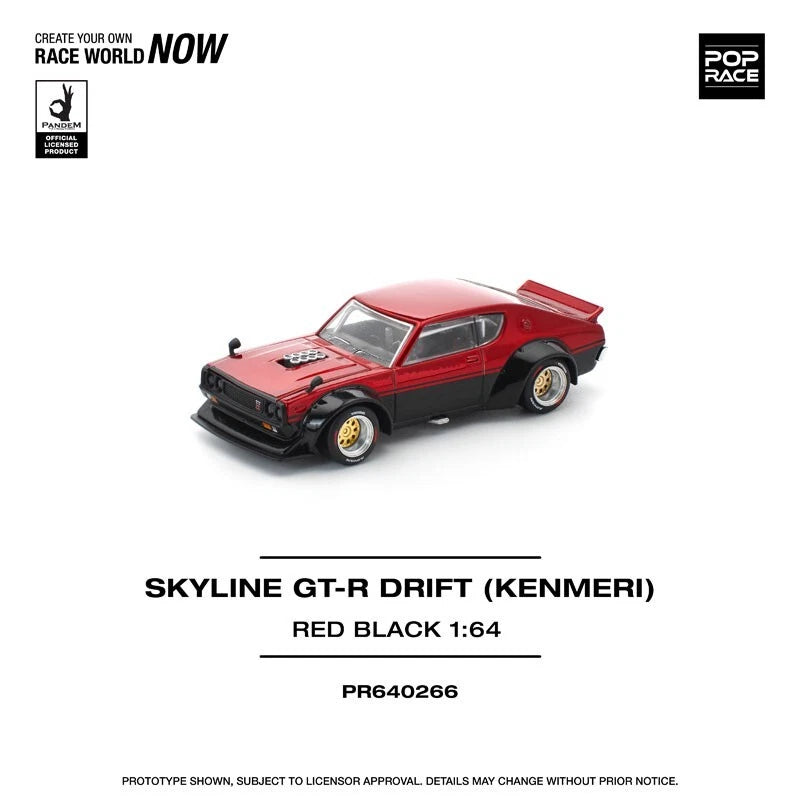 Kenmeri Skyline GT-R Red/Black KPGC110 1/64 Miniature Car JAPAN OFFICIAL