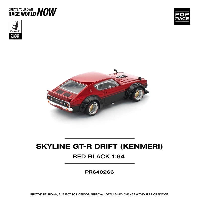Kenmeri Skyline GT-R Red/Black KPGC110 1/64 Miniature Car JAPAN OFFICIAL