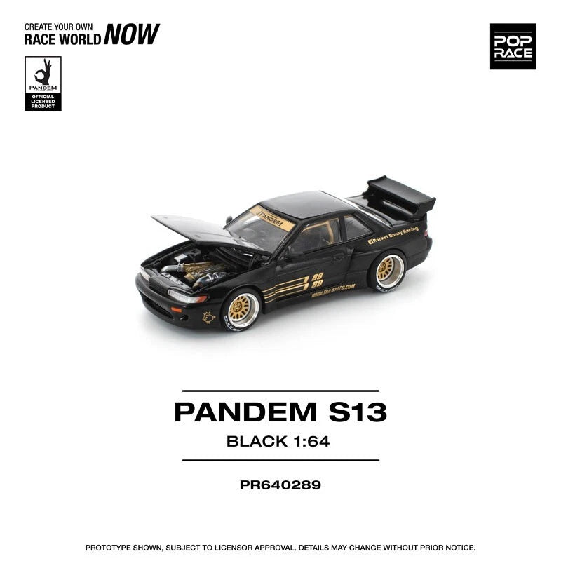 Pandem Silvia S13 Black 1/64 Miniature Car JAPAN OFFICIAL