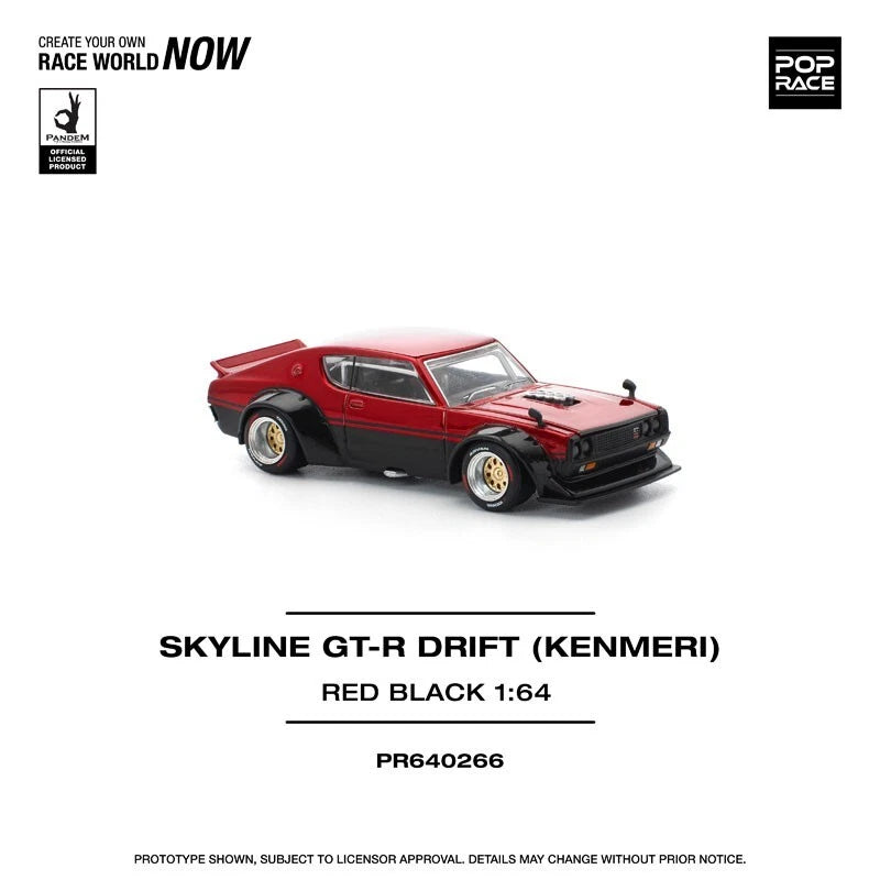 Kenmeri Skyline GT-R Red/Black KPGC110 1/64 Miniature Car JAPAN OFFICIAL