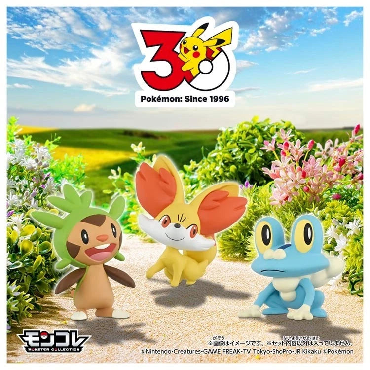 Pokemon Moncolle Pokemon 30th Anniversary Starter 3 Kalos Region Figure Set