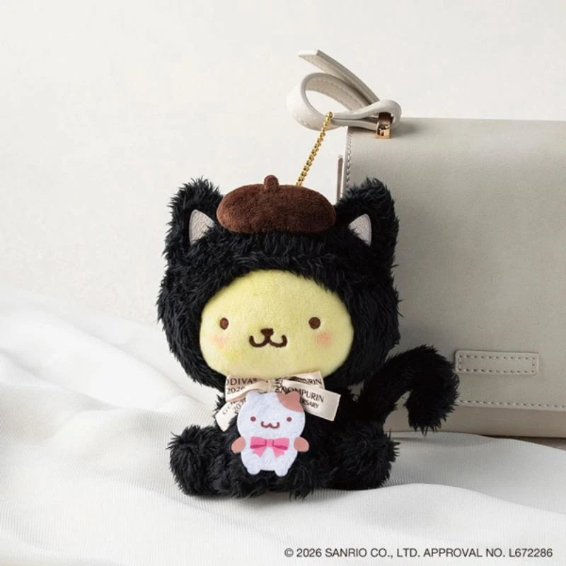 GODIVA x Sanrio Pom Pom Purin Black Cat Collection Plush Charm JAPAN OFFICIAL