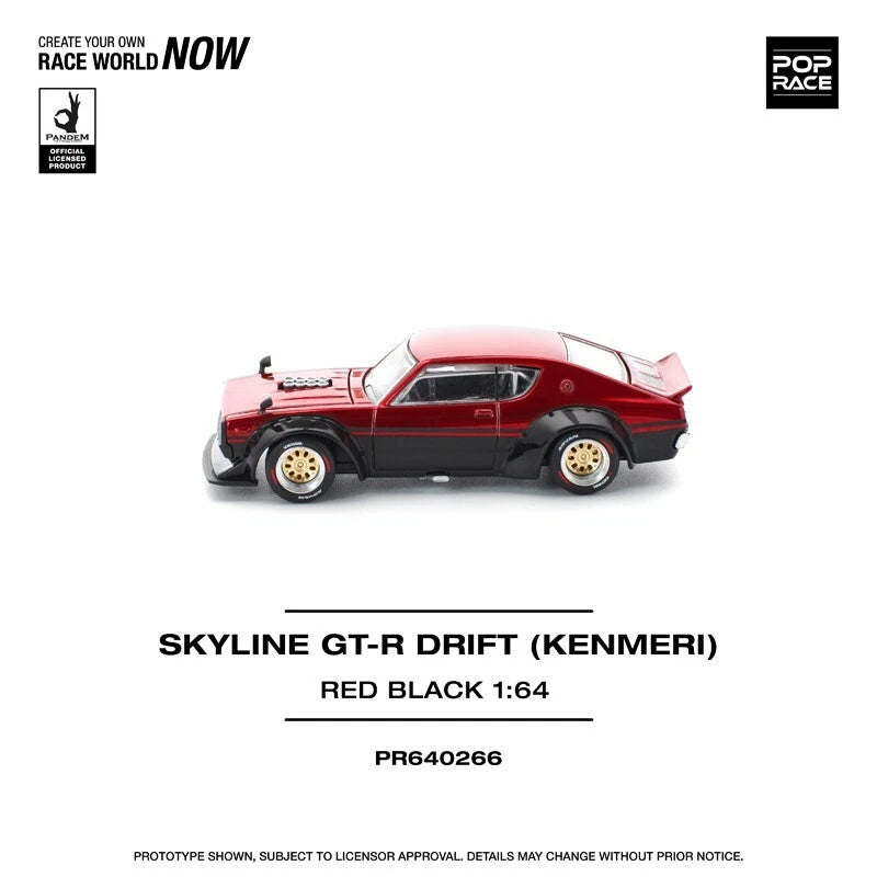 Kenmeri Skyline GT-R Red/Black KPGC110 1/64 Miniature Car JAPAN OFFICIAL