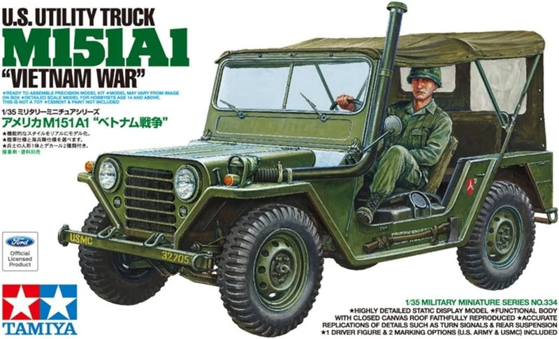 Tamiya 1/35 Military Miniature No.334 U.S. Army M151A1 Vietnam War Model Kit