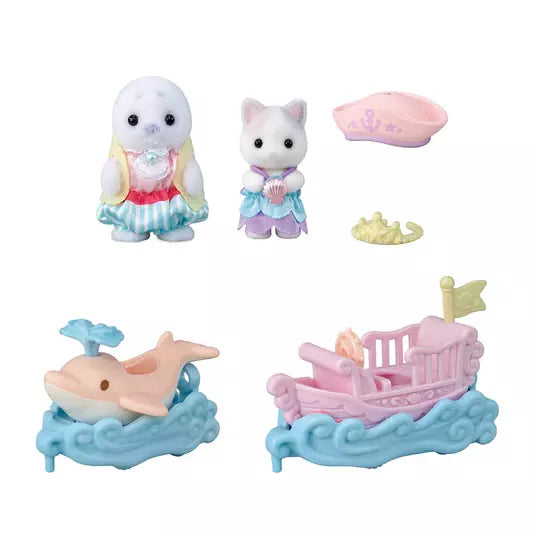 Epoch Sylvanian Families Amusement Park Ride Set Boat and Dolphin KO-80 JAPAN