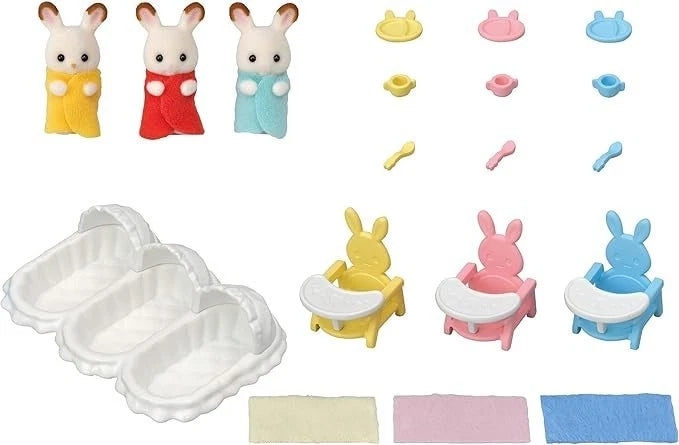 Epoch Sylvanian Families Chocolate Rabbit Triplets Care Set SE-204 JAPAN