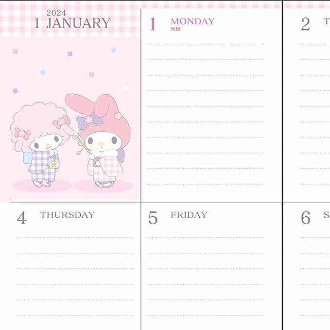 Sanrio My Melody B6 Journal Block Type 2024 Calendrier Book Japan Official