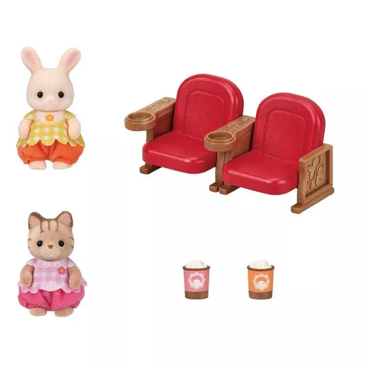 Epoch Sylvanian Families Baby Theater Set Margaret Rabbit & Striped Cat JAPAN