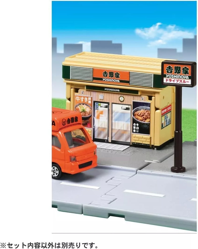 Takara Tomy Tomica Town Yoshinoya con Yoshinoya Orange Dream Car OFICIAL DE JAPÓN