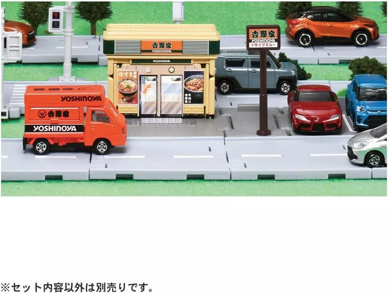 Takara Tomy Tomica Town Yoshinoya con Yoshinoya Orange Dream Car OFICIAL DE JAPÓN
