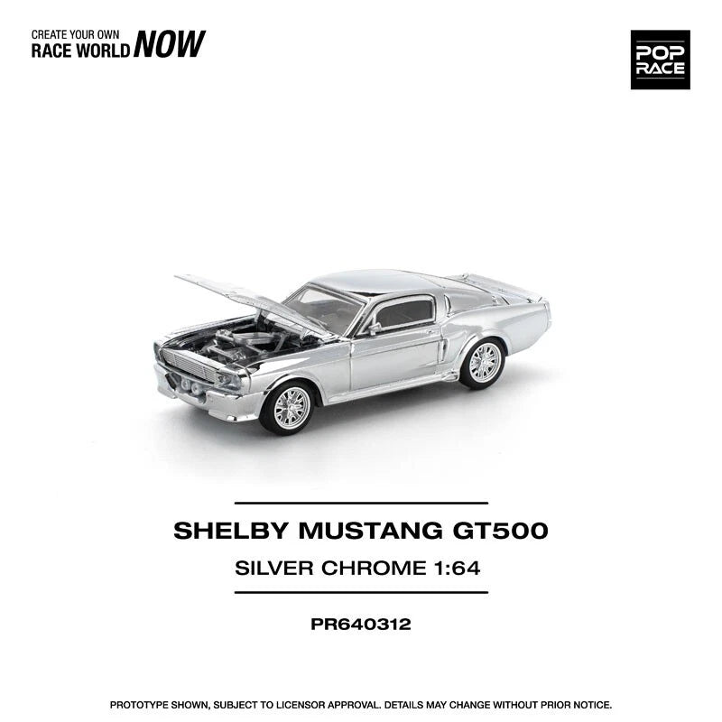Shelby Mustang GT500 Silver Chrome 1/64 Miniature Car JAPAN OFFICIAL