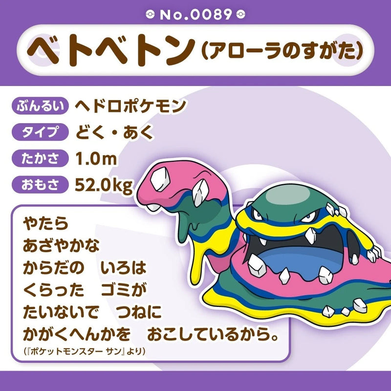 Pokemon Center Original Pokemon Fit A089 Alolan Muk Plush Doll JAPAN