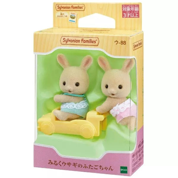 EPOCH Sylvanian Families Milk Rabbit Twins Baby U-88 JAPAN OFFICIAL