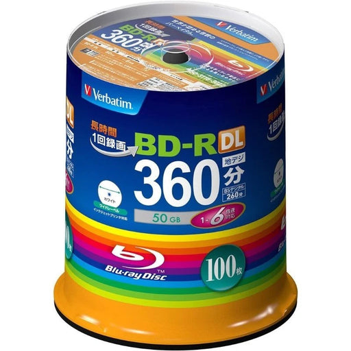 Verbatim Blu-ray Disc BD-R 50GB 100 Pack White Printable JAPAN OFFICIAL