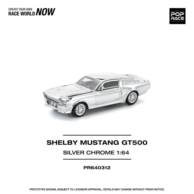 Shelby Mustang GT500 Silver Chrome 1/64 Miniature Car JAPAN OFFICIAL