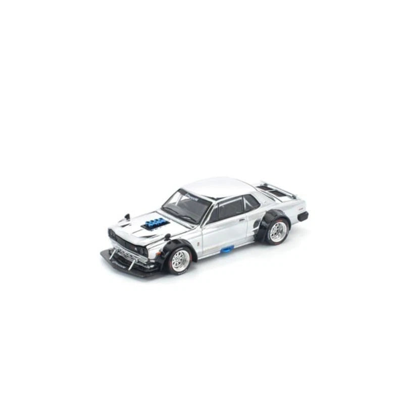Skyline GT-R V8 Drift Hakoska Silver Chrome 1/64 Miniature Car JAPAN OFFICIAL