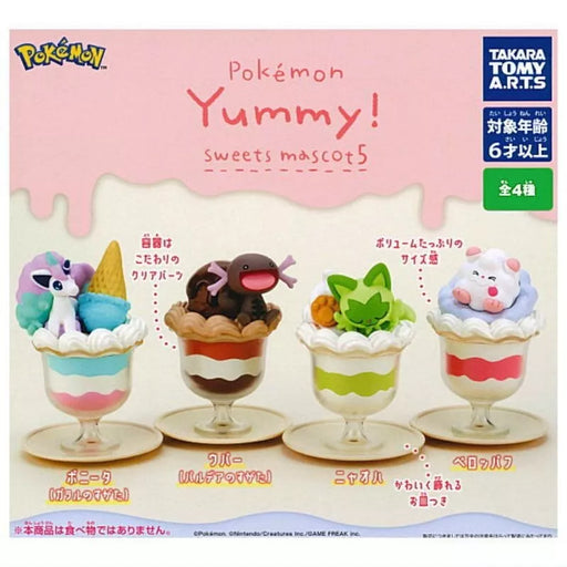 Pokemon Yummy! Sweets Mascot 5 All 4 type Figure set Capsule Toy JAPAN OFFICIAL