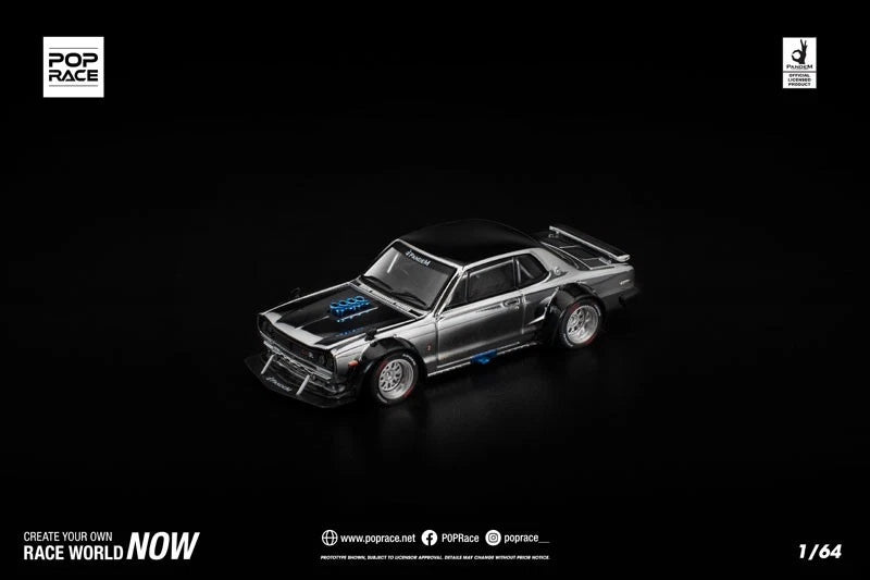 Skyline GT-R V8 Drift Hakoska Silver Chrome 1/64 Auto in miniatura UFFICIALE GIAPPONE