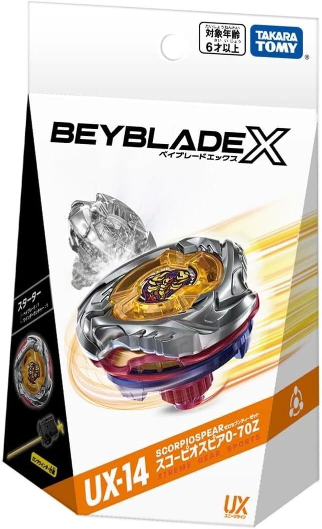 Takara Tomy Beyblade X UX-14 Starter Scorpio Spear 0-70Z JAPÃO OFICIAL