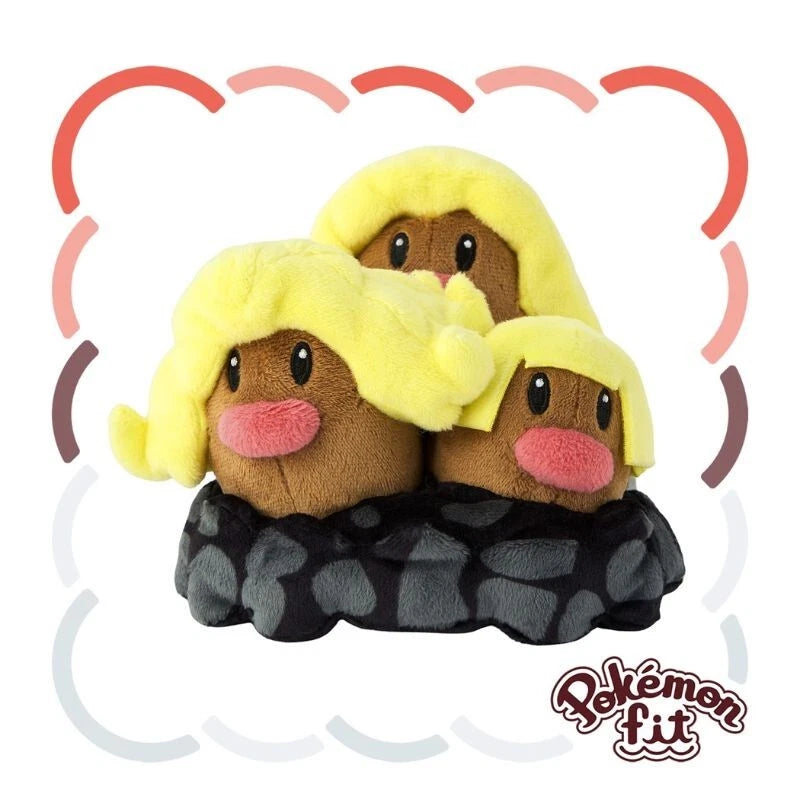 Pokemon Center Original Pokemon Fit A051 Alolan Dugtrio Plush Doll JAPAN
