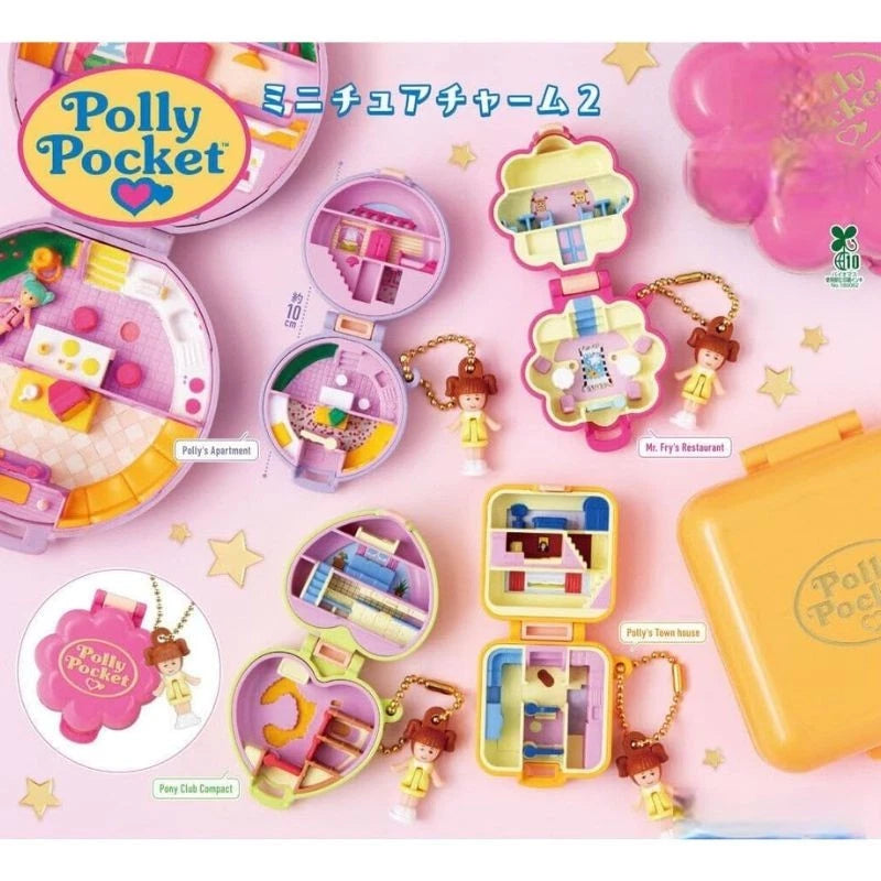 BANDAI Polly Pocket Miniature Charm 2 Complete Set Capsule Toy JAPAN OFFICIAL