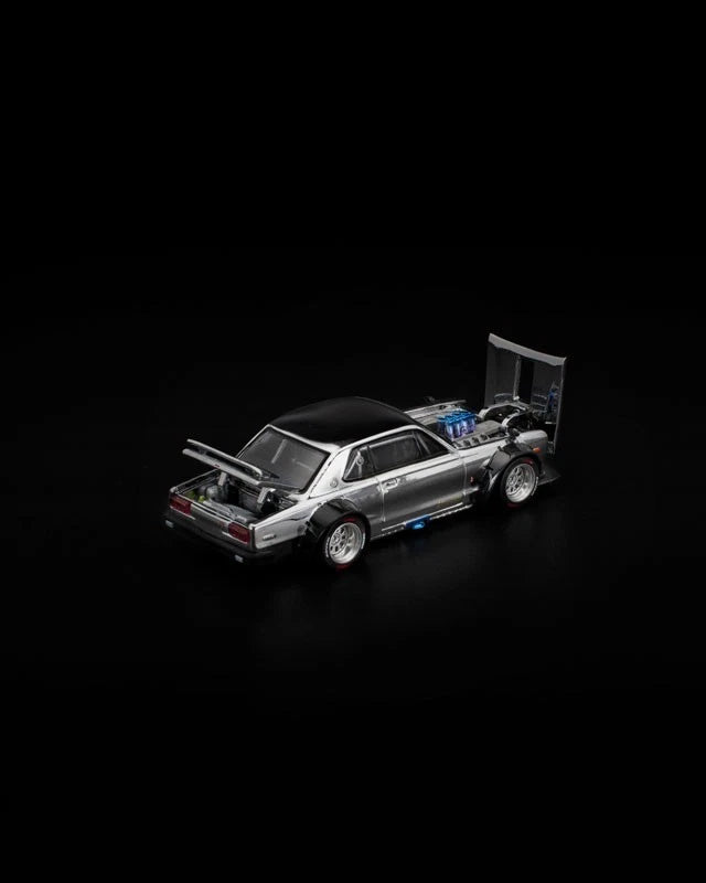 Skyline GT-R V8 Drift Hakoska Silver Chrome 1/64 Auto in miniatura UFFICIALE GIAPPONE