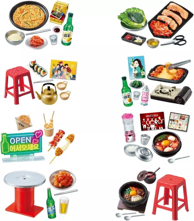 Re-Ment Neon and Romance Korean Food Night Stall Ensemble de 8 figurines Box JAPON