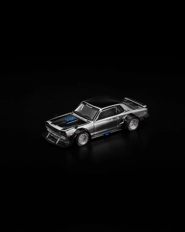 Skyline GT-R V8 Drift Hakoska Silver Chrome 1/64 Auto in miniatura UFFICIALE GIAPPONE