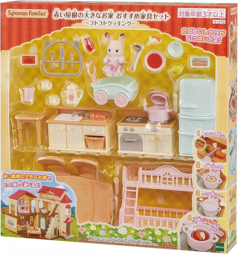 Época Sylvanian Families Casa grande con techo rojo Cocina Kotokoto SE-210 JAPÓN