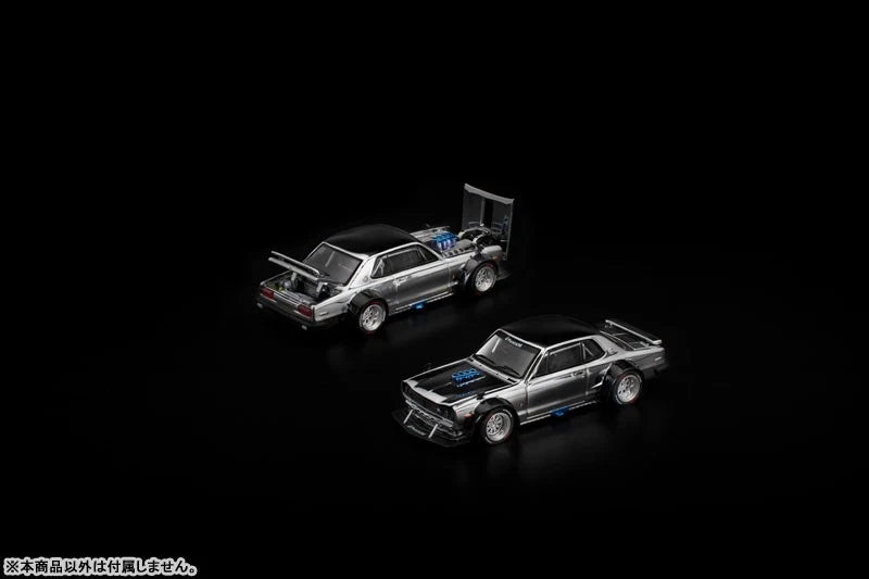 Skyline GT-R V8 Drift Hakoska Silver Chrome 1/64 Auto in miniatura UFFICIALE GIAPPONE
