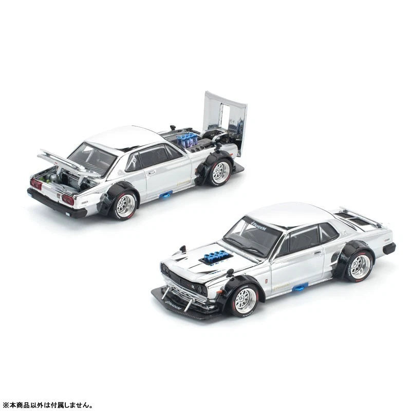 Skyline GT-R V8 Drift Hakoska Silver Chrome 1/64 Auto in miniatura UFFICIALE GIAPPONE