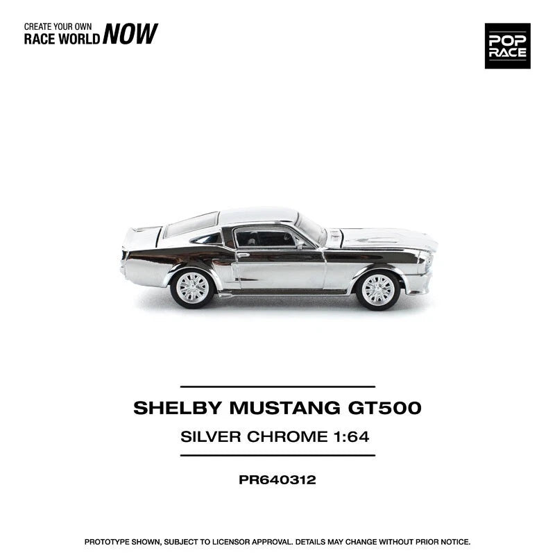 Shelby Mustang GT500 Silver Chrome 1/64 Miniature Car JAPAN OFFICIAL