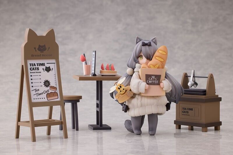 Tea Tea Time Cats Scene Bread House Clerk & Customer Set Figura Japón Oficial