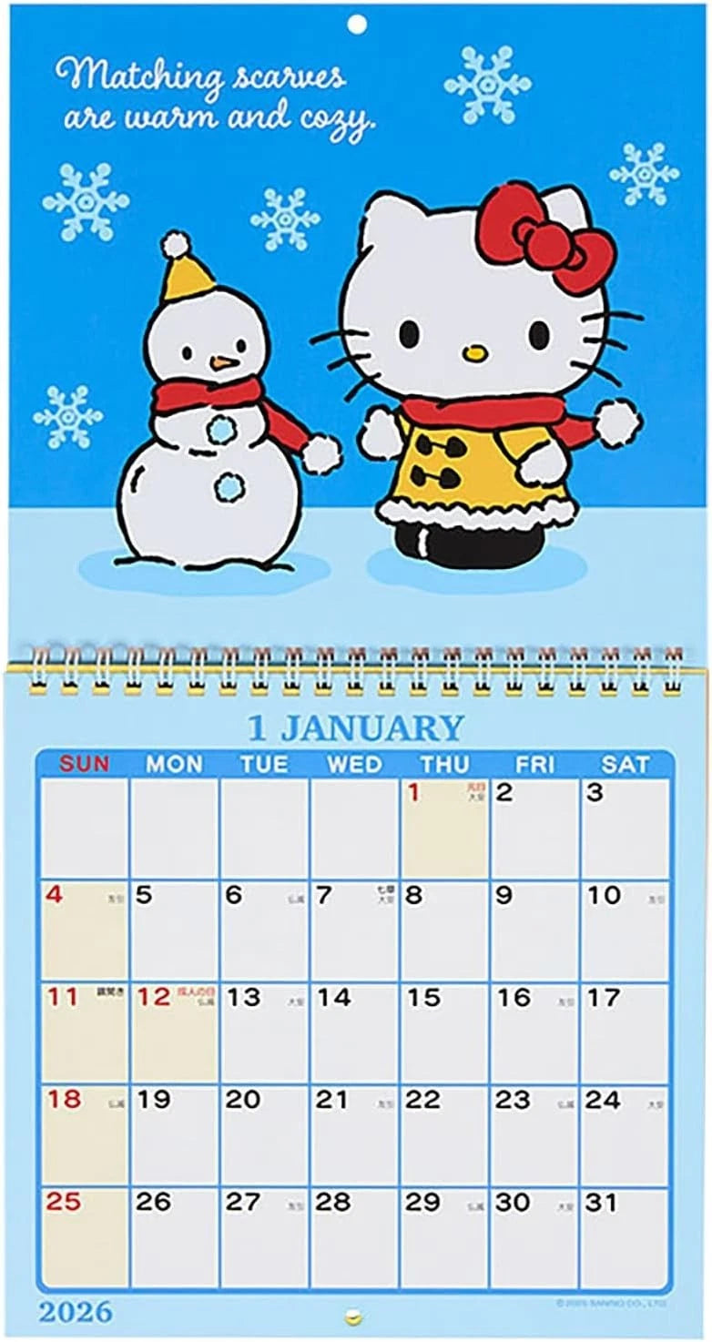 Sanrio Hello Kitty Wall Calendar M Size 2026 JAPAN OFFICIAL