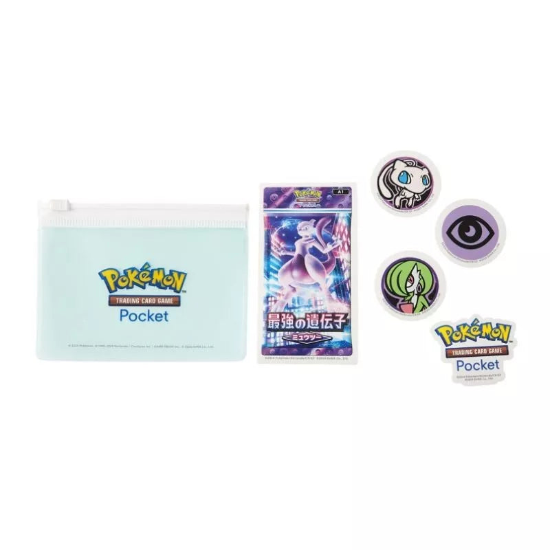 Pokemon Center Original Trading Card Game Pocket Pouches & Stickers Mewtwo JAPAN