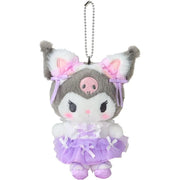 Sanrio Kuromi Mascot Holder White Cat Ballerina Plush JAPAN OFFICIAL