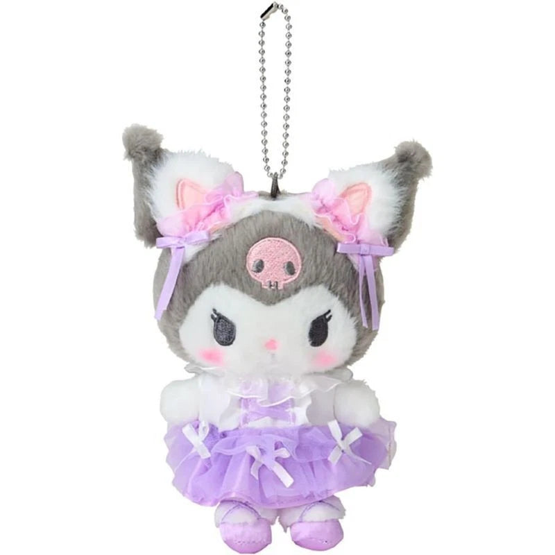 Sanrio Kuromi Mascot Holder White Cat Ballerina Plush JAPAN OFFICIAL