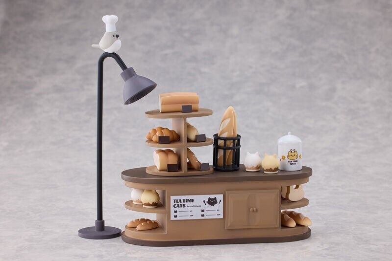 Tea Time Cats Scene Bread House Clerk & Customer Set Figure JAPAN OFFICIAL