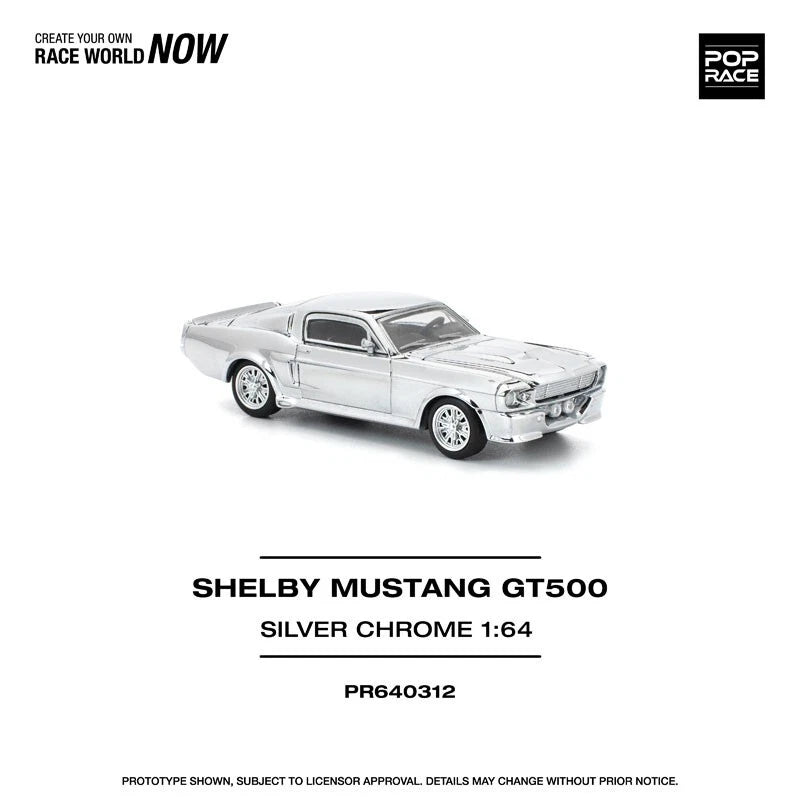 Shelby Mustang GT500 Silver Chrome 1/64 Miniature Car JAPAN OFFICIAL