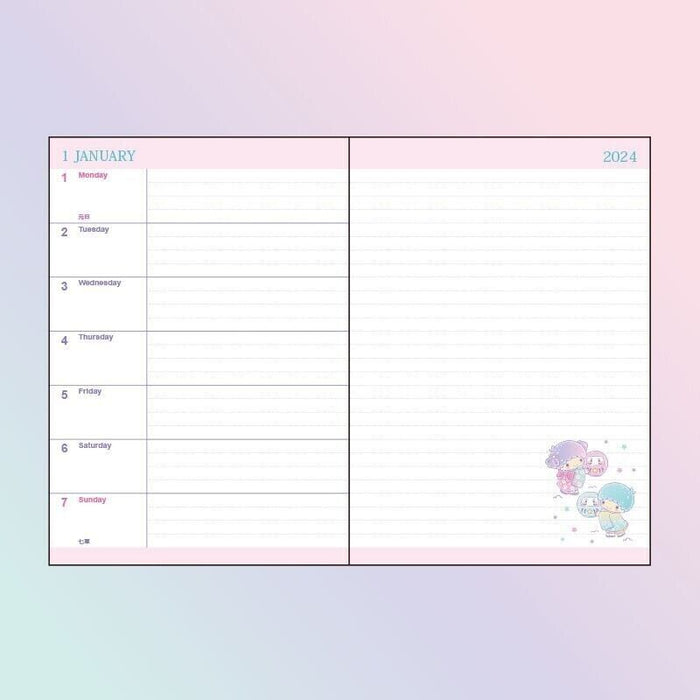 Sanrio Little Twin Stars B6 Diary Ruged Type 2024 Schedule Book 70390 Japon