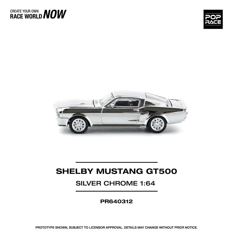 Shelby Mustang GT500 Silver Chrome 1/64 Miniature Car JAPAN OFFICIAL