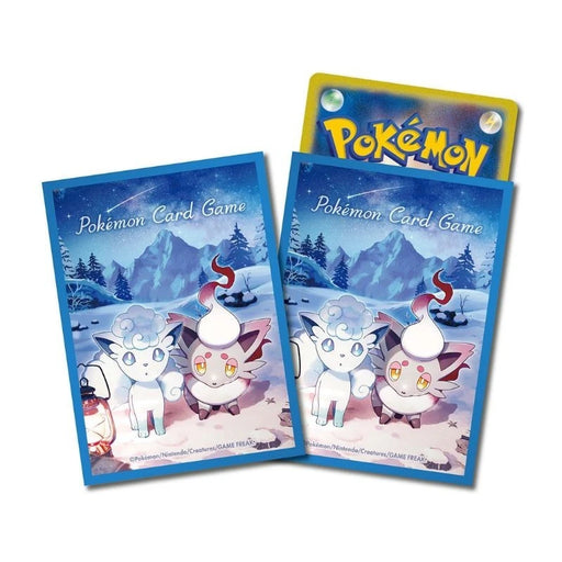 blue pokemon card sleeves Pokémon Card Game Deck Shield Premium Gloss: Snowy Gathering – Blue (64 Sleeves)