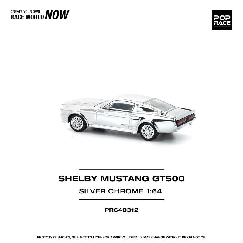 Shelby Mustang GT500 Silver Chrome 1/64 Miniature Car JAPAN OFFICIAL