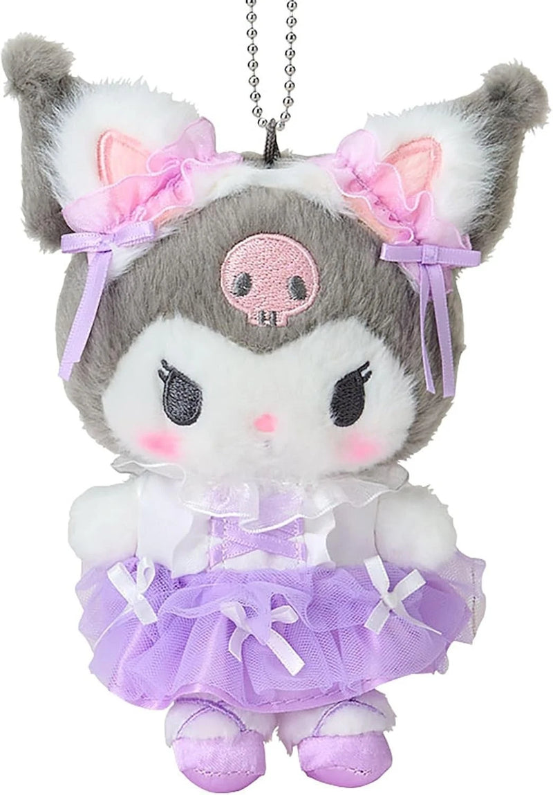 Sanrio Kuromi Mascot Holder White Cat Ballerina Plush JAPAN OFFICIAL